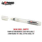 WLM 3003 EMPTY PUMP-ACTION MARKER PEN - 3MM ROUND & CHISEL