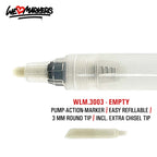 WLM 3003 EMPTY PUMP-ACTION MARKER PEN - 3MM ROUND & CHISEL