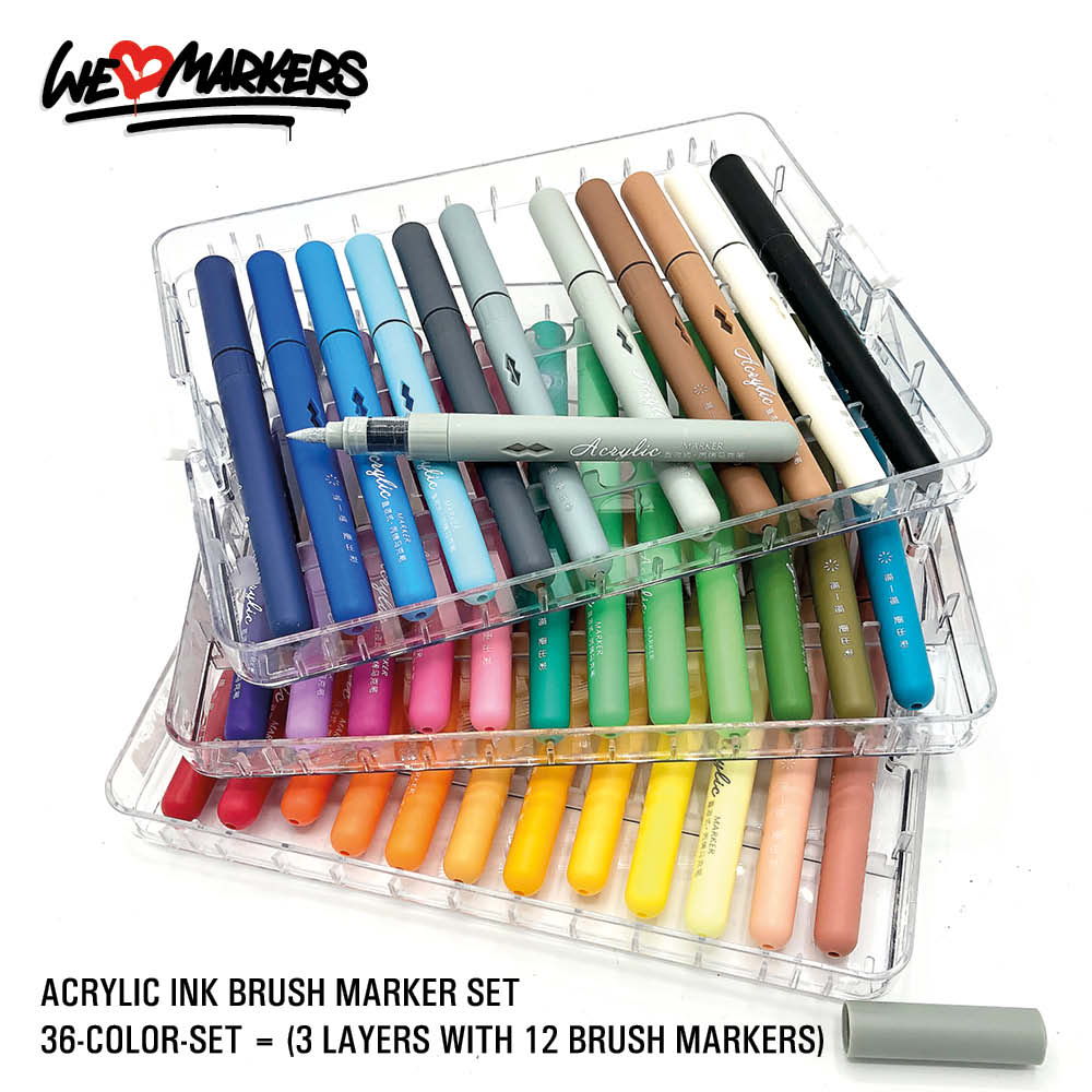 WLM ACRYLIC INK BRUSH-MARKER-SETS - 36 & 72 COLORS SET